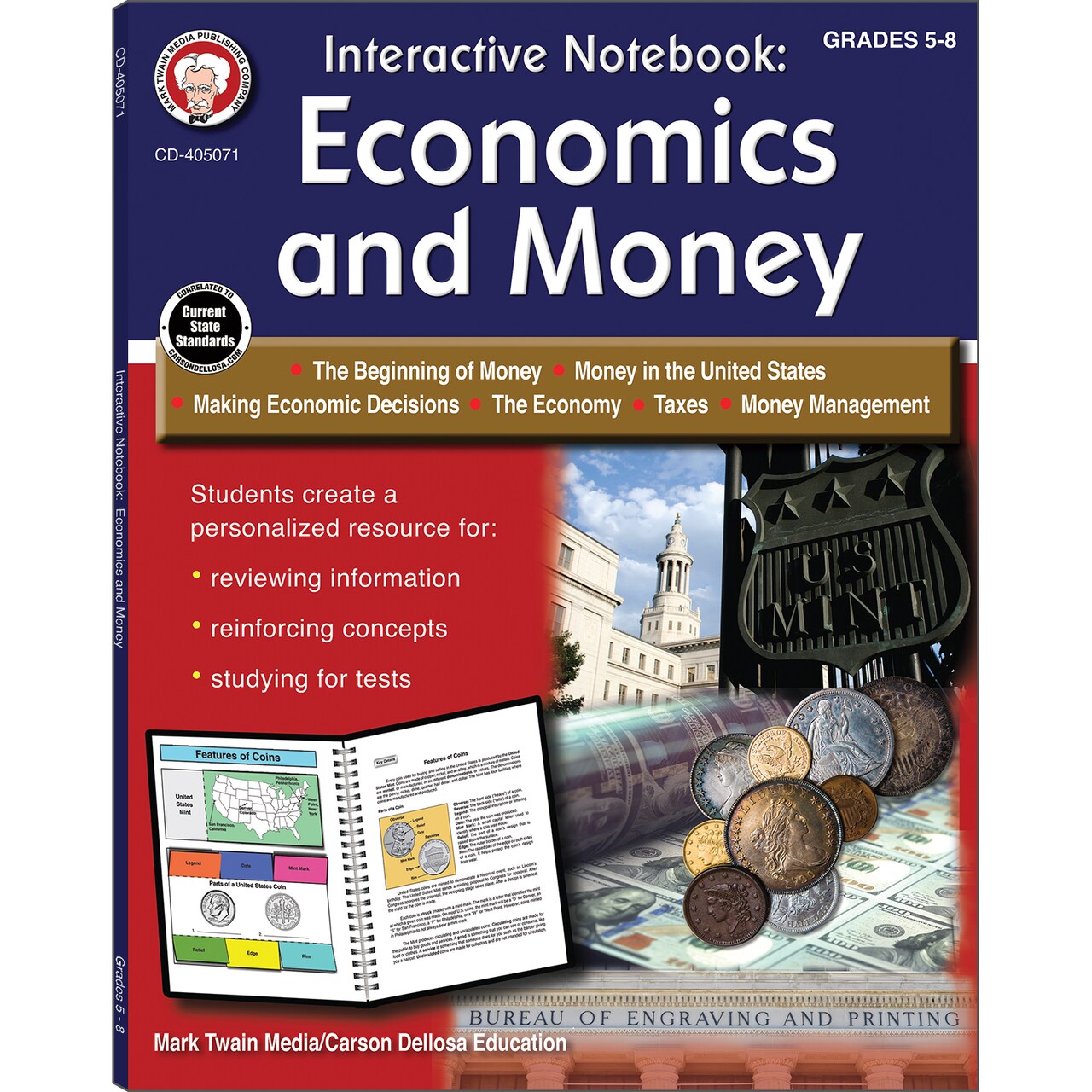 Economics And Money Interactive Notebook—Grades 5-8 Social Studies Workbook, History Lessons on The Beginning Of Money, Taxes, US Currency, Money Management, Homeschool or Classroom (64 pgs)